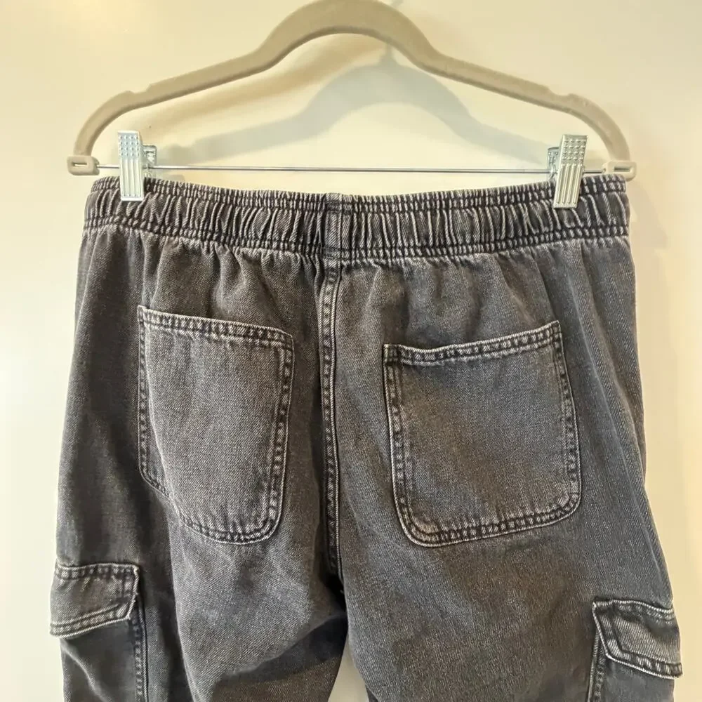 Gap Easy Jean Cargo Pants Mid-Rise Charcoal Faded Size 8 High Ankle 100% Cotton - Picture 6 of 11